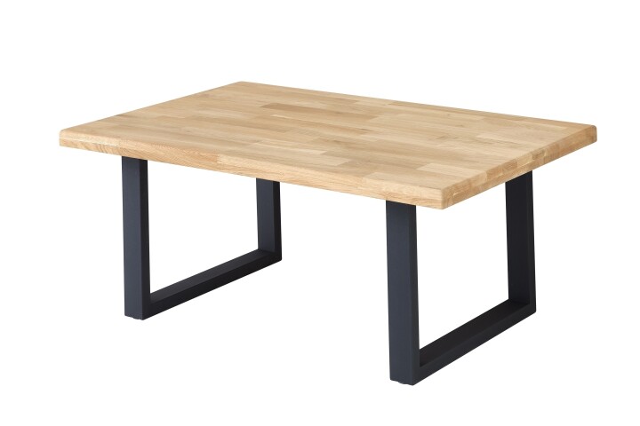 Couchtisch >Chris U< U-Metall-Gestell schwarz, Eiche massiv - 110x47x70 (BxHxT)