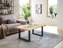 Couchtisch >Chris U< U-Metall-Gestell schwarz, Eiche massiv - 110x47x70 (BxHxT)