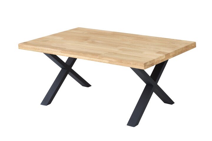 Couchtisch >Chris X< in Eiche, schwarz, Eiche massiv, Metall - 110x47x70 (BxHxT)