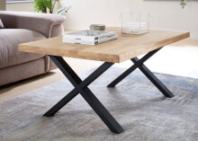 Couchtisch >Chris X< in Eiche, schwarz, Eiche massiv, Metall - 110x47x70 (BxHxT)