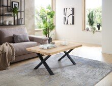 Couchtisch >Chris X< in Eiche, schwarz, Eiche massiv, Metall - 110x47x70 (BxHxT)