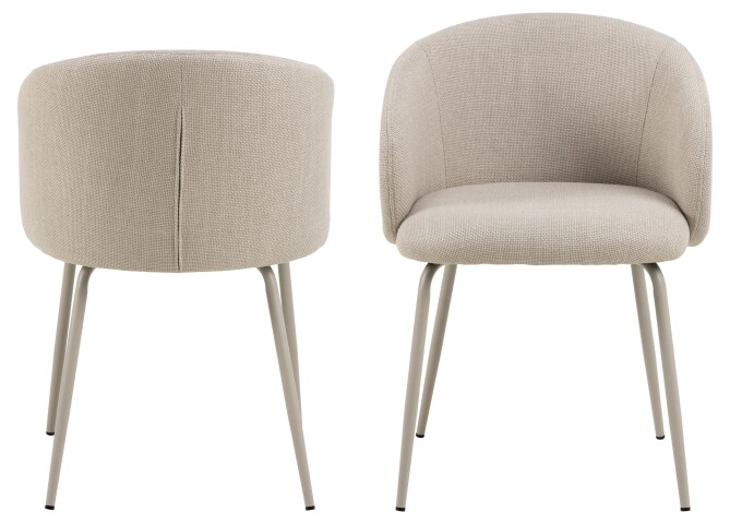 Esszimmerstuhl >Eleanor< (2er-Set) Design 4-Fuß, Bezug beige - 55,5x79x55cm (BxHxT)