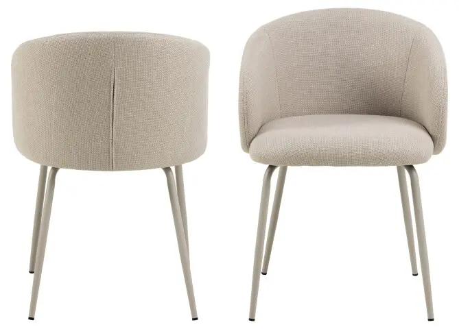 Esszimmerstuhl >Eleanor< (2er-Set) Design 4-Fuß, Bezug beige - 55,5x79x55cm (BxHxT)