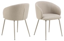 Esszimmerstuhl >Eleanor< (2er-Set) Design 4-Fuß, Bezug beige - 55,5x79x55cm (BxHxT)