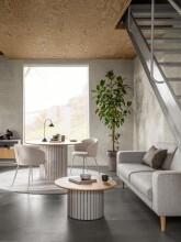 Esszimmerstuhl >Eleanor< (2er-Set) Design 4-Fuß, Bezug beige - 55,5x79x55cm (BxHxT)