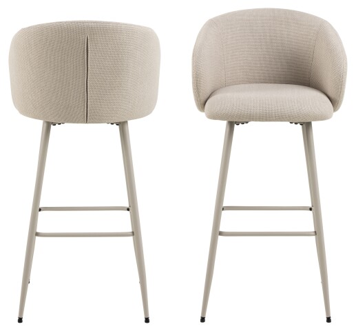 Barhocker >Eleanor< (2er-Set) 4-Fußgestell, in Stoff beige - 54x105x52 (BxHxT)