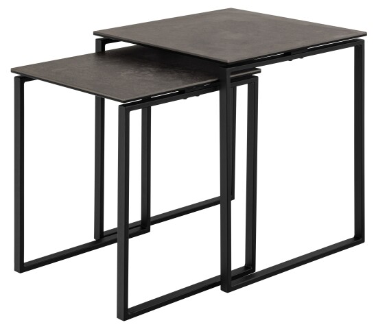 Satztisch >Katrine< (2er-Set) Glas-Keramik / schwarz - 50x55x50 + 43x43x50 cm (BxHxT)