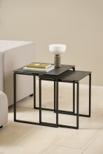 Satztisch >Katrine< (2er-Set) Glas-Keramik / schwarz - 50x55x50 + 43x43x50 cm (BxHxT)