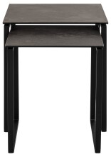 Satztisch >Katrine< (2er-Set) Glas-Keramik / schwarz - 50x55x50 + 43x43x50 cm (BxHxT)