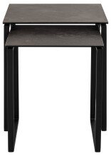 Satztisch >Katrine< (2er-Set) Glas-Keramik / schwarz - 50x55x50 + 43x43x50 cm (BxHxT)