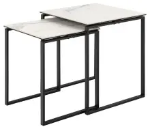 Satztisch >Katrine< (2er-Set) Glas-Keramik, weiss -...
