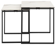 Satztisch >Katrine< (2er-Set) Glas-Keramik, weiss - 50x55x50 + 43x43x50 cm (BxHxT)