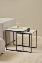 Satztisch >Katrine< (2er-Set) Glas-Keramik, weiss - 50x55x50 + 43x43x50 cm (BxHxT)