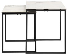 Satztisch >Katrine< (2er-Set) Glas-Keramik, weiss - 50x55x50 + 43x43x50 cm (BxHxT)