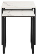 Satztisch >Katrine< (2er-Set) Glas-Keramik, weiss - 50x55x50 + 43x43x50 cm (BxHxT)