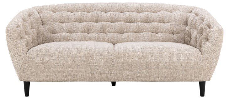 3-Sitzer >Ria< Taschenfederkern, Bezug beige, Chenille Stoff - 191x78x84cm (BxHxT)