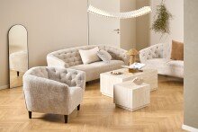 2-Sitzer >Ria< Taschenfederkern, Bezug beige, Chenille Stoff - 150x78x84cm (BxHxT)