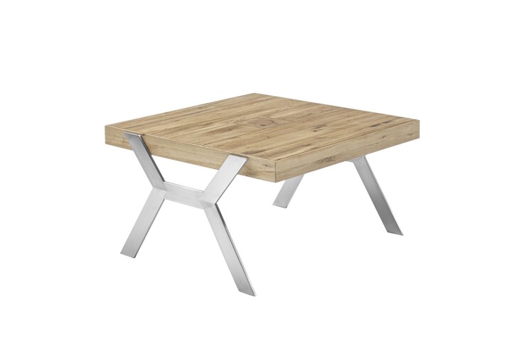Couchtisch >BURGAS< in eichenfarben, Zereiche massiv/ Metall - 80x45x80 (BxHxT)