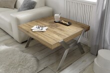 Couchtisch >BURGAS< in eichenfarben, Zereiche massiv/ Metall - 80x45x80 (BxHxT)