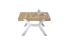 Couchtisch >BURGAS< in eichenfarben, Zereiche massiv/ Metall - 80x45x80 (BxHxT)