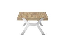 Couchtisch >BURGAS< in eichenfarben, Zereiche massiv/ Metall - 80x45x80 (BxHxT)