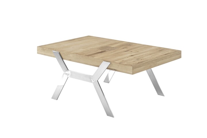 Couchtisch >BURGAS< in eichenfarben, Zereiche massiv/ Metall - 110x45x70 (BxHxT)