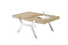 Couchtisch >BURGAS< in eichenfarben, Zereiche massiv/ Metall - 110x45x70 (BxHxT)