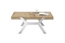 Couchtisch >BURGAS< in eichenfarben, Zereiche massiv/ Metall - 110x45x70 (BxHxT)