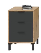 Bett-Set >ENZO< (4-teilig) in Nodi Eiche Dekor / Anthrazit - 246x39x206 (BxHxT)