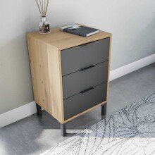 Bett-Set >ENZO< (4-teilig) in Nodi Eiche Dekor / Anthrazit - 246x39x206 (BxHxT)