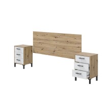 Bett-Set >ENZO VELVET< (4-teilig) in Nodi Eiche Dekor / Artik Weiß