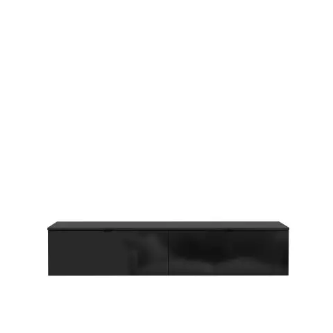 Lowboard >LIBERTAD< Hängeschrank, Schwarz Glanz / Schwarz  - 178,8x37,5x34,8cm (BxHxT)
