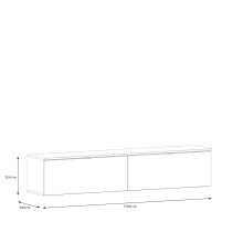 Lowboard >LIBERTAD< Hängeschrank, Schwarz Glanz / Schwarz  - 178,8x37,5x34,8cm (BxHxT)