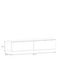 Lowboard >LIBERTAD< Hängeschrank, Schwarz Glanz / Schwarz  - 178,8x37,5x34,8cm (BxHxT)