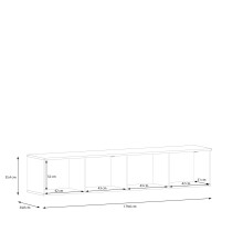 Lowboard >LIBERTAD< Hängeschrank, Schwarz Glanz / Schwarz  - 178,8x37,5x34,8cm (BxHxT)