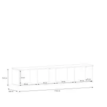 Lowboard >LIBERTAD< Hängeschrank, Schwarz Glanz / Schwarz  - 178,8x37,5x34,8cm (BxHxT)