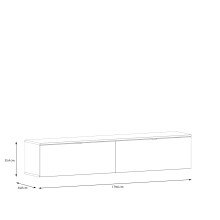 Lowboard >LIBERTAD< Hängeschrank, Schwarz Glanz / Schwarz  - 178,8x37,5x34,8cm (BxHxT)