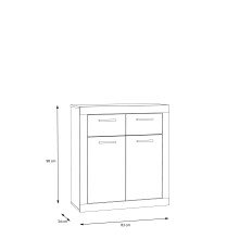 Kommode >BACCIO< 2 Türen, 2 Schübe, Betonoptik grau / Weiss - 83x91,8x33,8cm (BxHxT)