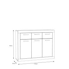Sideboard >BACCIO< 3 Türen Betonoptik Lichtgrau / Weiss - 117,7x91,8x33,8cm (BxHxT)
