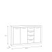 Sideboard >BACCIO< 3 Türen, 4 Schübe, Betonoptik grau / Weiss - 152,4x91,8x33,8cm (BxHxT)