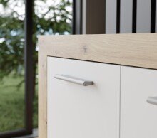 Anrichte >BACCIO< 4 Türen, 4 Schübe, Artisan Eiche Dekor / Weiß - 197,1x91,9x41cm BxHxT