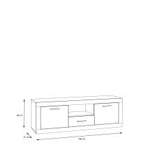 Lowboard >BACCIO< 2 Türen, 1 Schub, Betonoptik Lichtgrau / Weiß - 147,7x49,8x41cm BxHxT