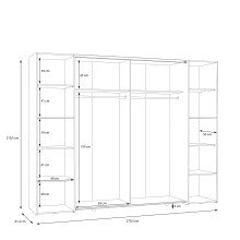 Dreh-/Schwebetürenschrank >NARAGO< 10 Böden, 2 Stangen, Artisan Eiche / Weiß - 270,3x210,5x61,2cm (BxHxT)