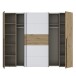 Dreh-/Schwebetürenschrank >NARAGO< 10 Böden, 2 Stangen, Artisan Eiche / Weiß - 270,3x210,5x61,2cm (BxHxT)