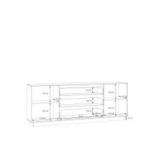 Sideboard >GANYMEDE< 2 Türen, Mauvella Eiche / salbeifarbig - 224,5x85,7x41,3cm (BxHxT)