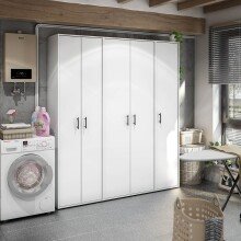 Mehrzweckschrank >LAUNDRY< 2 Türen, 3 Böden, Artik Weiß - 80x206x40 (BxHxT)