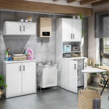 Waschmaschinenunterschrank >LAUNDRY< 2 Türen, in Artik Weiß - 69x88x67 (BxHxT)