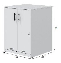 Waschmaschinenunterschrank >LAUNDRY< 2 Türen, in Artik Weiß - 69x88x67 (BxHxT)