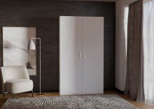 Drehtürenschrank >HOME NOOK< 5 Böden, 2 Stangen, Weiss - 119,5x210,5x42cm (BxHxT)