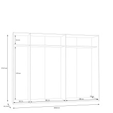 Schwebetürenschrank >NEKTARIUS< 3 Böden, 3 Stangen, Secret grey - 269,8x210,5x62,9cm (BxHxT)